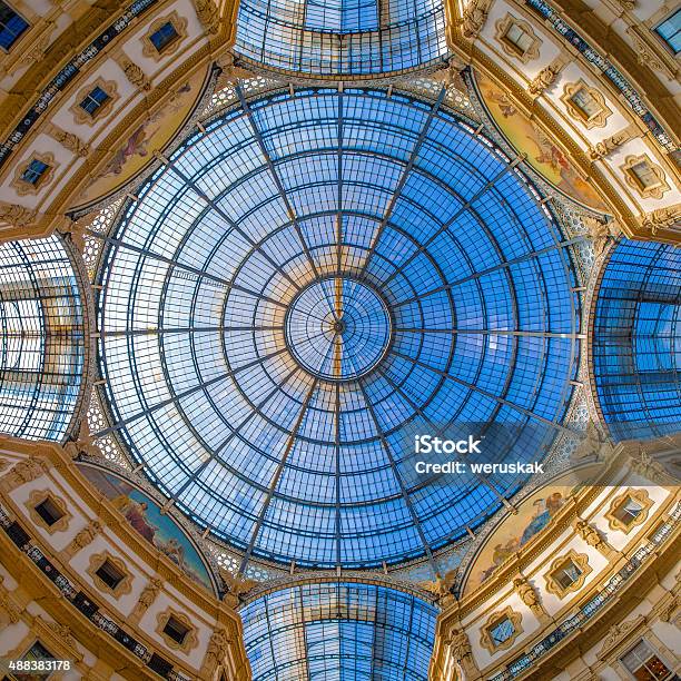 Dome In Galleria Vittorio Emanuele Milan Italy Stock Photo - Download Image Now - Milan, Architecture, Art
