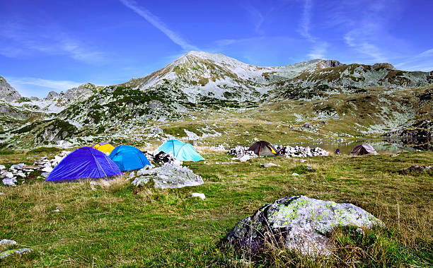 camping in Retezat National Park stock photo
