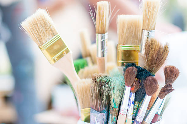 istock Many brushes Of different sizes and shapes in soft light 488387138