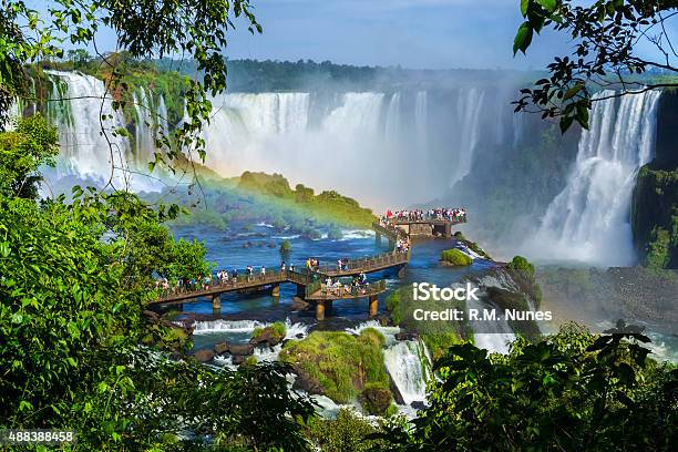 Tourists At Iguazu Falls Foz Do Iguacu Brazil Stock Photo - Download Image Now - Iguacu Falls, Foz do Iguaçu, Iguacu River