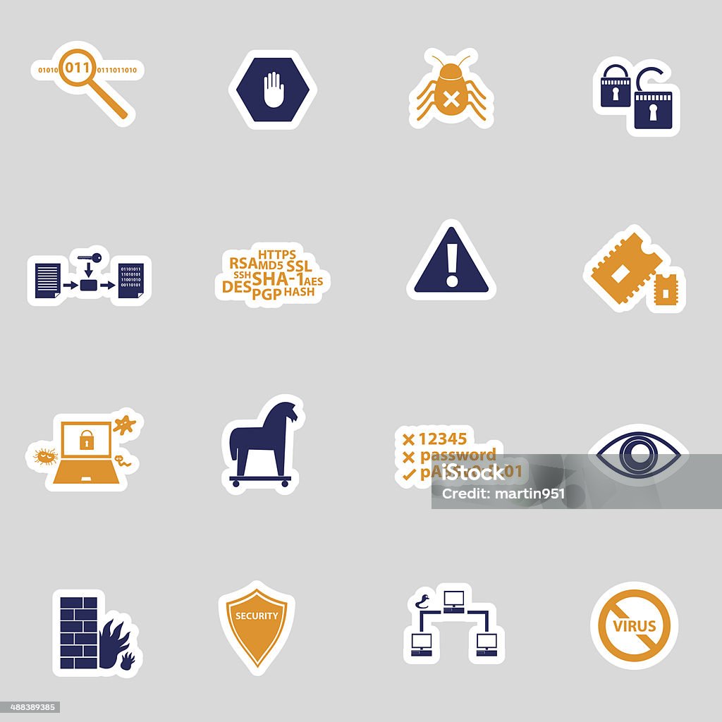 Computer Lab Security Stickers Computer Security Stickers Eps10 Stock Illustration - Download Image ...