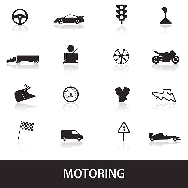 ilustraciones, imágenes clip art, dibujos animados e iconos de stock de iconos de ocuparse del transporte eps10 - motoring