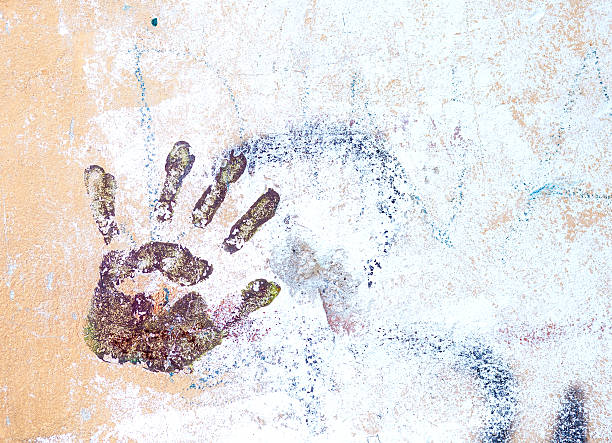 istock Handprint and painting on the wall 488390397