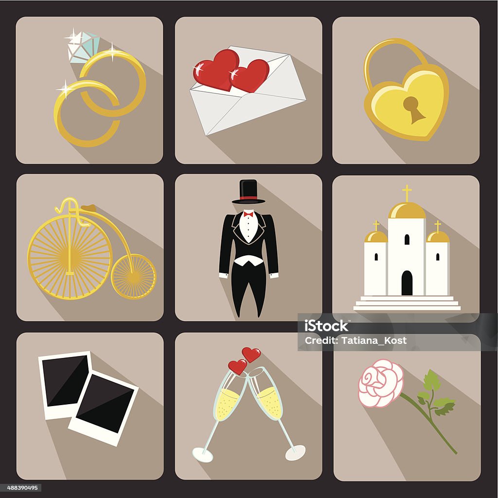 Design-Hochzeit-icons für Web-und Mobile.Vintage Vektor - Lizenzfrei Altertümlich Vektorgrafik