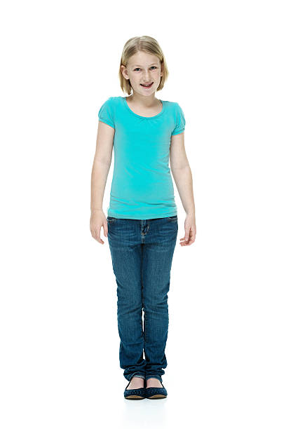 istock Front view of happy little girl standing 488390693