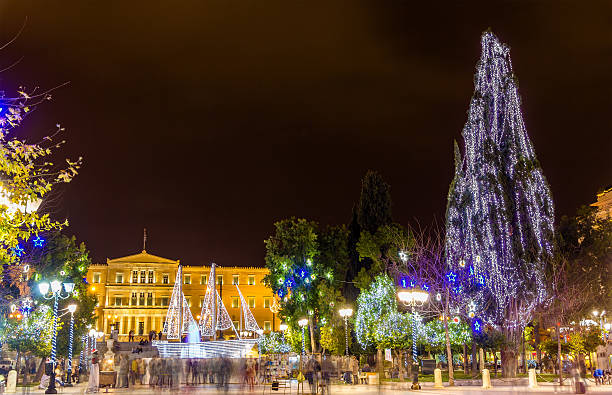 istock Syntagma square in Athens decorated for Christmas 488390758