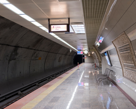 Istanbul Turkey - April 03, 2014:New metro station in istanbul.Inside a Tunel subway station