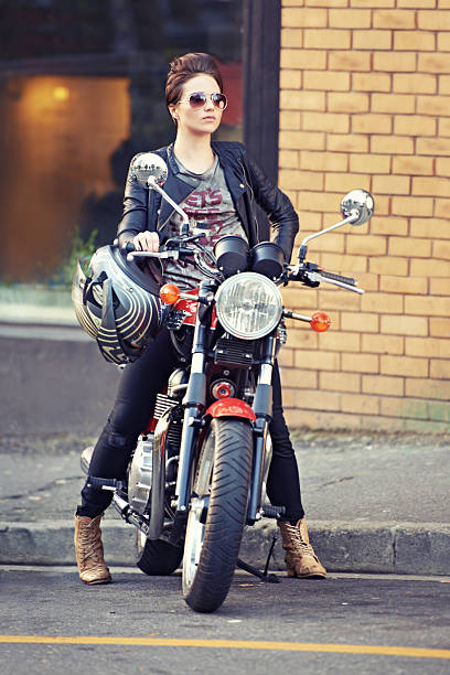 istock She makes that bike look good! 488391559