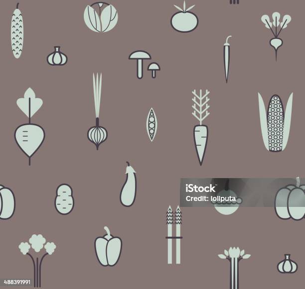 Seamless Pattern With Different Vegetables Vector Set Icons Stock Illustration - Download Image Now
