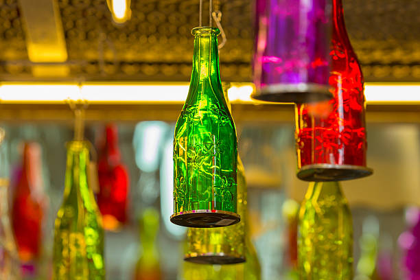 Beautiful colorful bottle hanging on the ceiling.