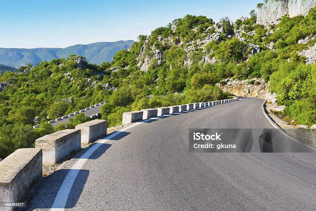 Winding  Road Winding Asphalt Road in the Cantabrian Mountains, Spain Asphalt Stock Photo