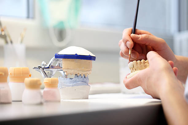dental zahnarzt objekte - laboratory dentures dental hygiene human teeth stock-fotos und bilder