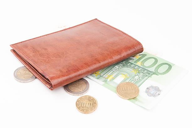 istock Brown wallet with EU money 488395219