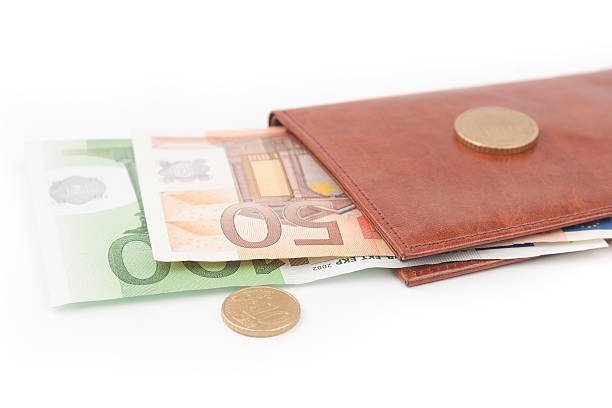 istock Brown wallet with EU money 488395227