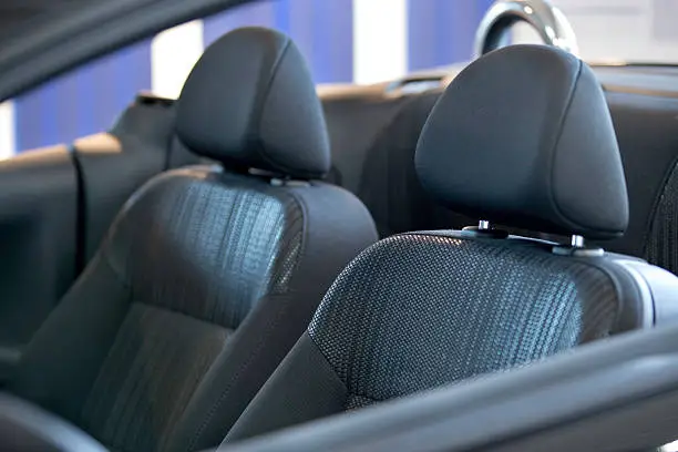 close up of new car seats from a open modern cabrio 