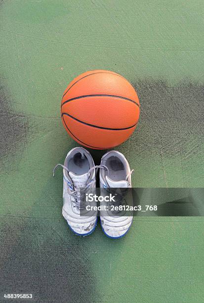 Sport Shoes And Basket Ball Stock Photo - Download Image Now - Activity, Adult, Adversity