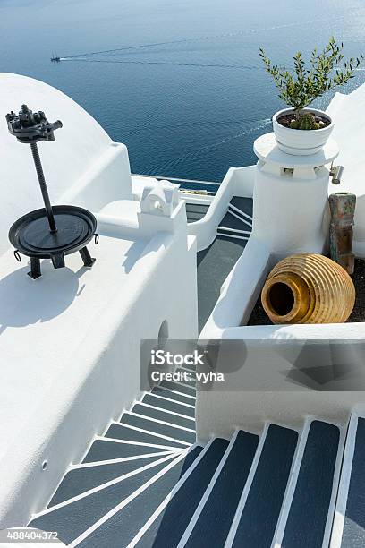 Santorini Island Greece Stock Photo - Download Image Now - 2015, Aegean Sea, Blue