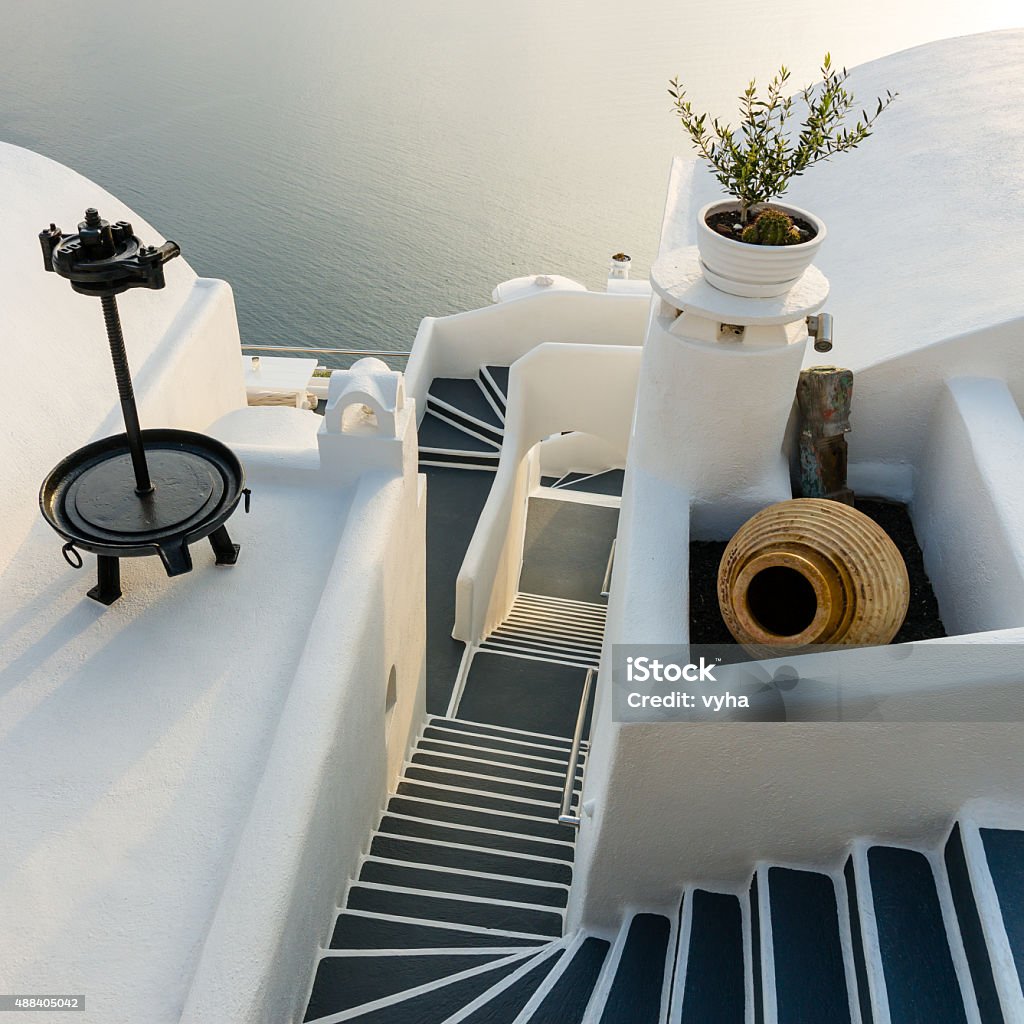 Stairs on Santorini Island Greece 2015 Stock Photo