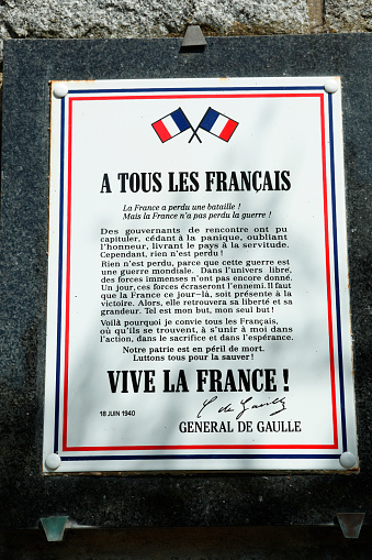 Saint-Malo, France - April 29, 2013: Reproduction of the poster affixed in a street at St-Malo \