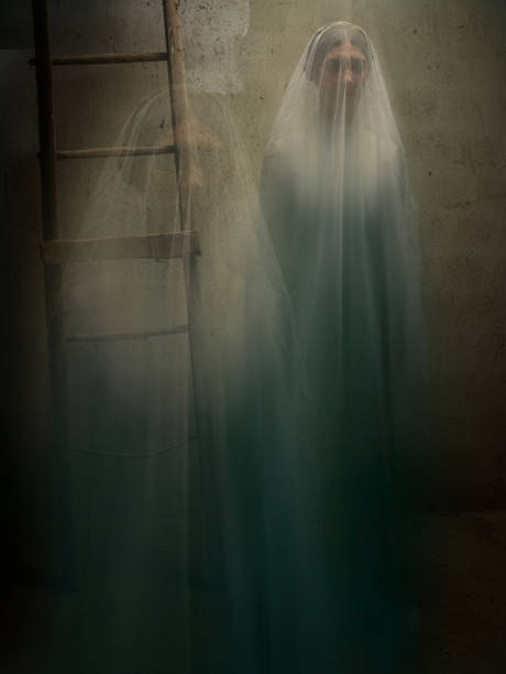 Ghost Bride. Black and White Ghost Bride scary bride stock pictures, royalty-free photos & images