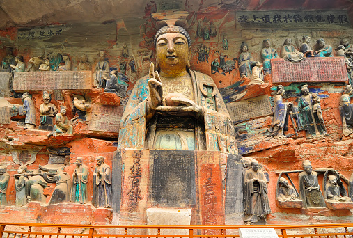 Ancient Hillside Stone Carving of Shakyamuni, Baodingshan, Dazu, China