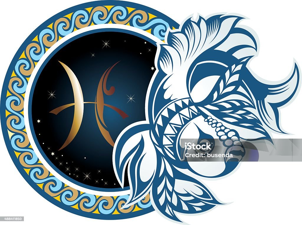 Zodiac signs - Pisces Zodiac illustration 2015 stock vector