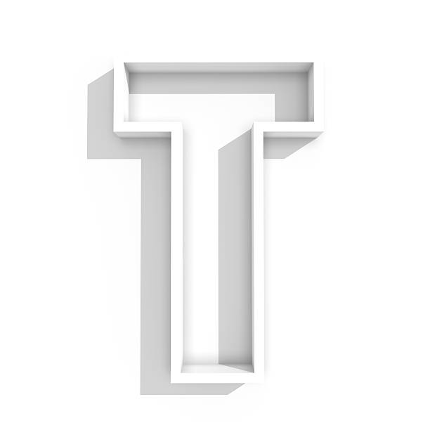 istock white isolated letter T in white background with shadow 488413730
