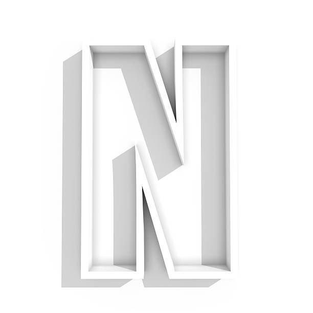 istock white isolated letter N in white background with shadow 488413770