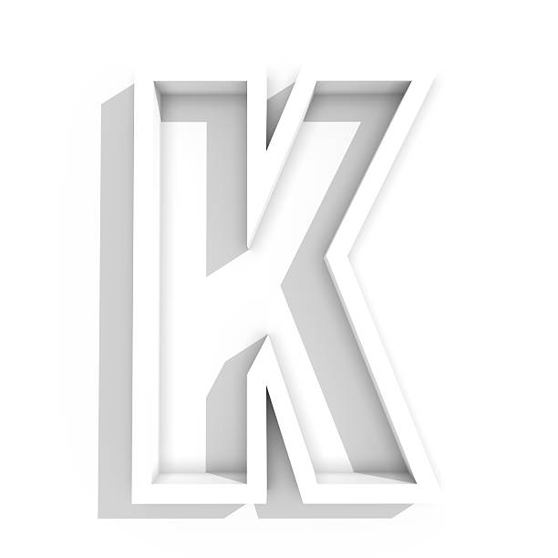 istock white isolated letter K in white background with shadow 488413792