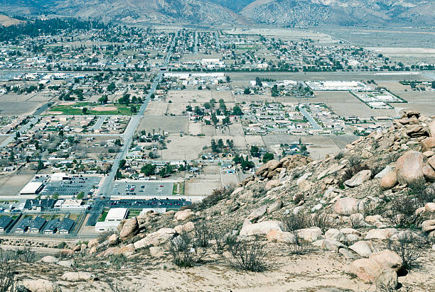 istock Town of Banning CA from burnt hillside in winter 488413954