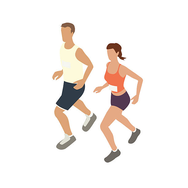 ilustrações de stock, clip art, desenhos animados e ícones de casal de jogging ilustração - halter top