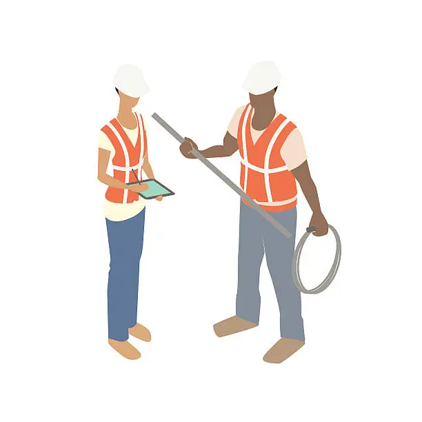 Vector illustration of Man and woman construction workers