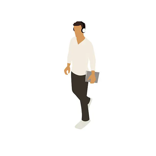 Vector illustration of Man walking with notebook illustration