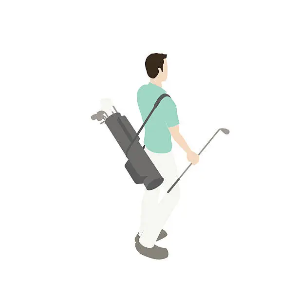 Vector illustration of Man with golf bag illustration