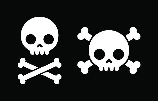 Skull and crossbones icons Simple cartoon skull and crossbones icons, two design variants. skulls stock illustrations