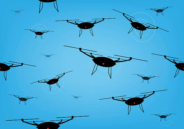 illustrations, cliparts, dessins animés et icônes de drones fond sans coutures: - drone militaire