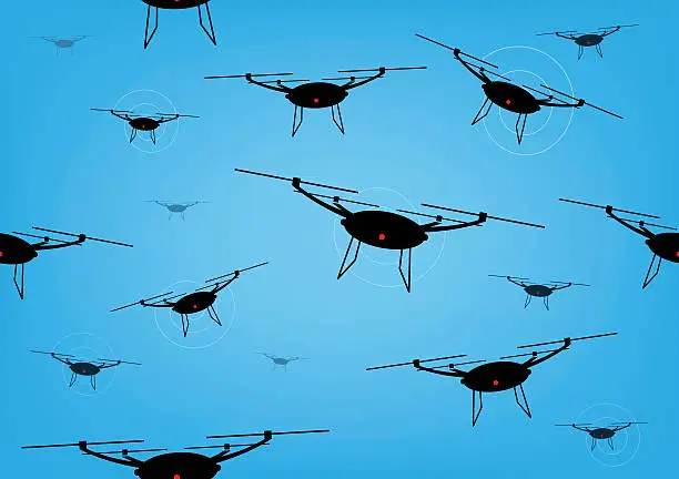 Vector illustration of Drones seemless background