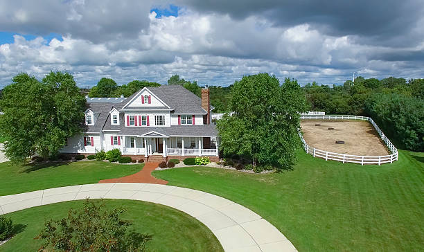 istock Idyllic Country Home With Horse Pen 488428926