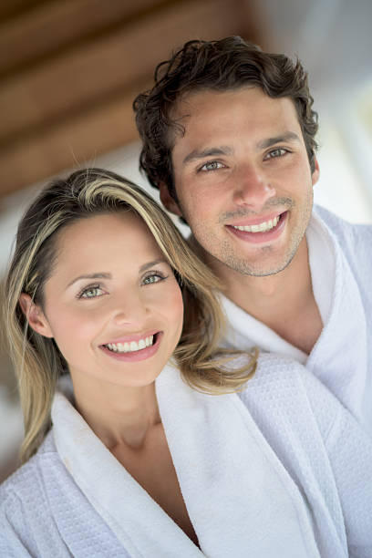 istock Happy couple at the spa 488430096