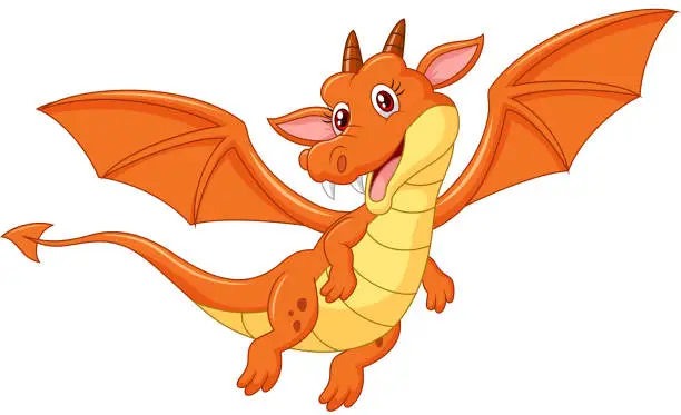 Vector illustration of Cartoon happy dragon