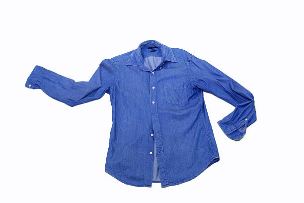 istock Blue jean shirt isolated and white background 488433780