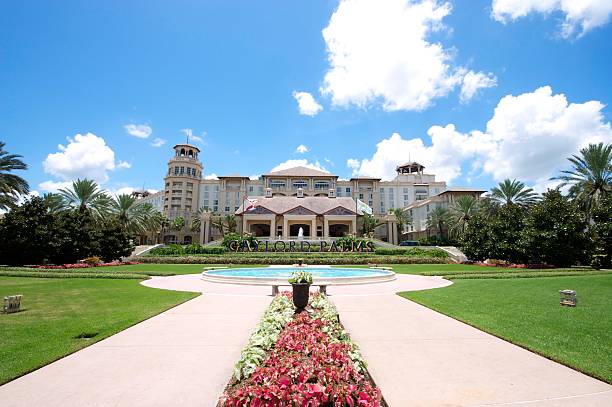 gaylord palms resort convention center, in florida. - fountain formal garden ornamental garden water foto e immagini stock