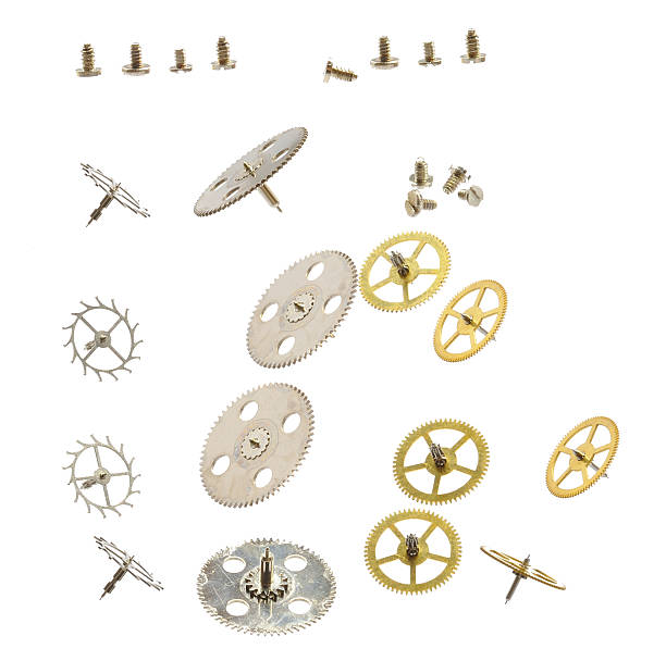 istock clockwork spare parts. Metal gear, isolated on a white background. 488436718