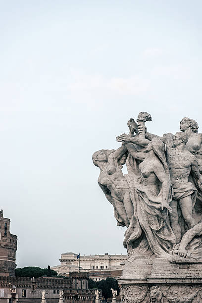 istock Travertine Sculpture on Vittorio Emanuele's Bridge, Rome 488437003