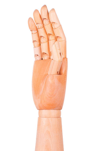 istock Wooden hand on a white background 488437243