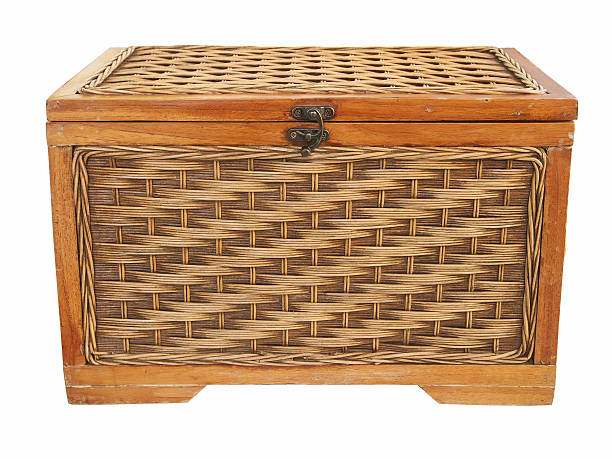 istock Isolated vintage rattan box or wooden box with clipping path 488438558