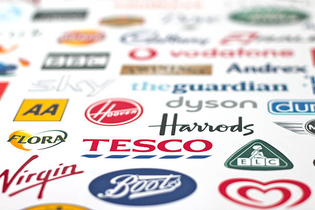 Great British Brands U.K. Logos Trowbridge, Wiltshire, UK - April 22, 2014: Photograph of a compilation of Major British Company logo's. The montage was compiled for a local Business school project. lays potato chips stock pictures, royalty-free photos & images