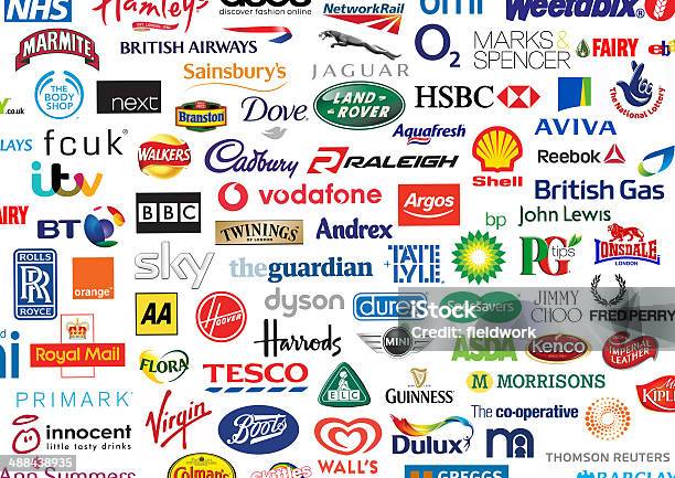 British Brands Company Identities Logos Stock Photo - Download Image Now - Sign, Argos - Retailer, Asda