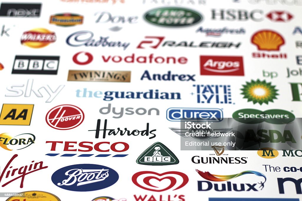 UK leading company Brand logos Trowbridge, Wiltshire, UK - April 22, 2014: Photograph of a compilation of Major British Company logo's. The montage was compiled for a local Business school project. Argos - Retailer Stock Photo