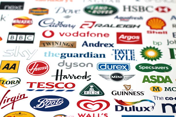 UK leading company Brand logos Trowbridge, Wiltshire, UK - April 22, 2014: Photograph of a compilation of Major British Company logo's. The montage was compiled for a local Business school project. dyson brand name photos stock pictures, royalty-free photos & images